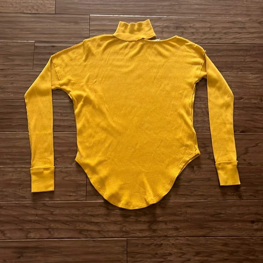 Free People Mustard Just For You Cut Out Thermal Top Size XS